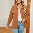 thumbnail image 4 of Diufon Casual Womens Shirts Solid Color Corduroy Jackets Long Sleeve Lapel Button Coats with Pockets, 4 of 7