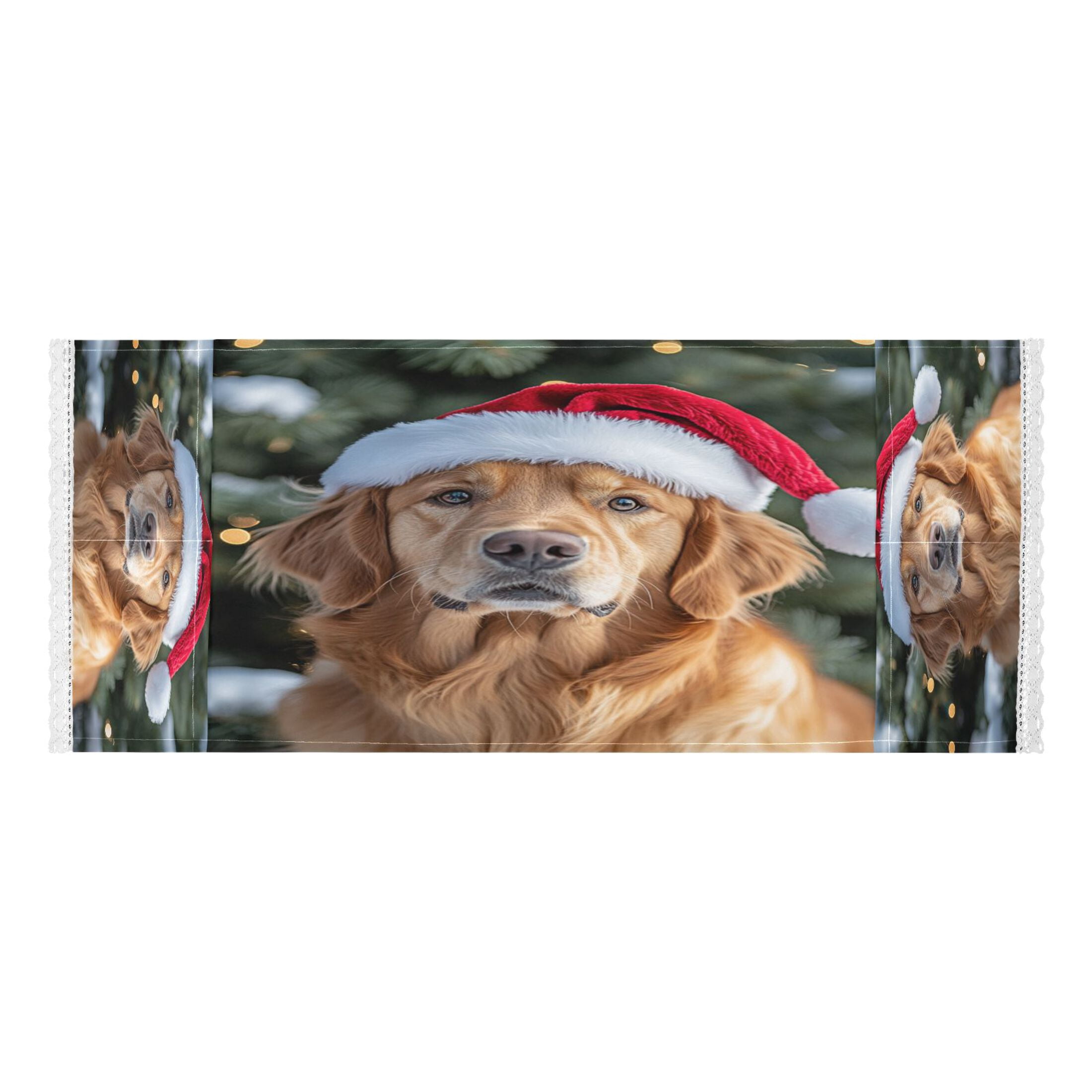 Dog Wearing A Santa HatWasher and Dryer Covers Dust-Proof and Oil Resistant Fridge Cover with 4 Storage Pockets Washing Machine Top Cover for Laundry Kitchen Home 51.2 x 22 In