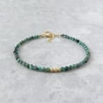 thumbnail image 2 of Emerald 3mm Round Shape Faceted Cut Beads 7 inch Adjustable Gold Plated Clasp Bracelet for men, women, unisex. Link Chain Stacking Bracelet.|LINK_02548, 2 of 5