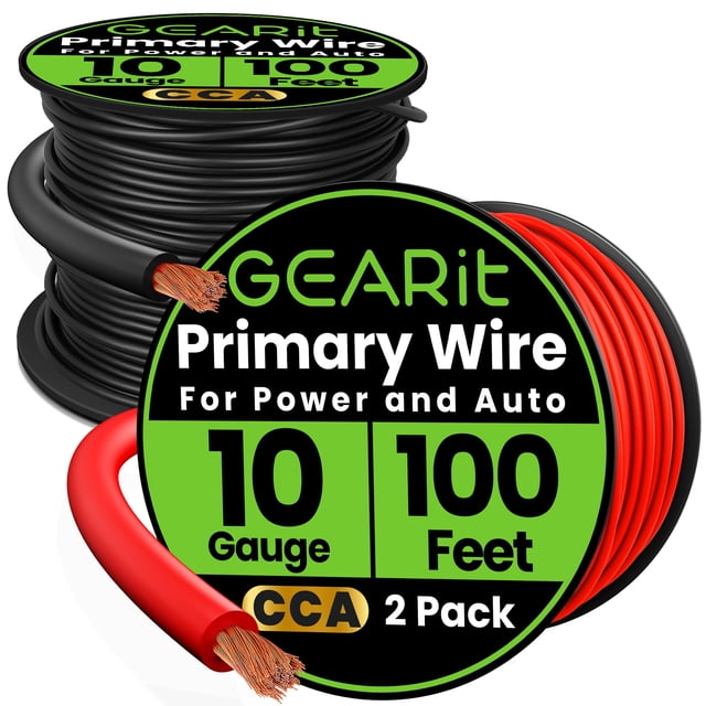 Wire GearIt calibre 10 (30 m cada uno, negro/rojo), cobre CCA