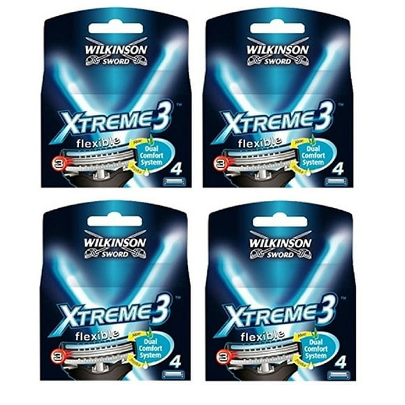 Wilkinson Sword Xtreme3, 4 Count Refill Razor Blades (Pack of 4)