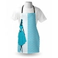 thumbnail image 4 of Vintage Woman Apron, Silhouette 1950s Style Woman in Polka Dot Dress with Retro Backdrop, Unisex Kitchen Bib with Adjustable Neck for Cooking Gardening, Adult Size, Pale Blue Teal White, by Ambesonne, 4 of 4