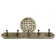 Robert Emmet Co. Irish Brass Celtic Knot Design Wall Key Holder with Set of 5 Hooks