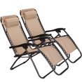 thumbnail image 2 of Veryke Zero Gravity Chair Set of 2, Adjustable Beach Chair Recliners with Cup Holder for Patio, Beige, 2 of 11