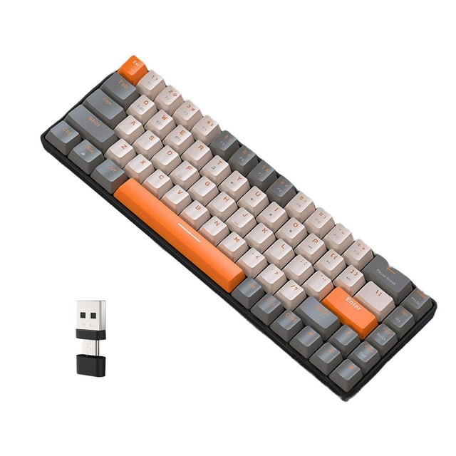 TISHITA Mechanical Gaming Keyboard 2 Connection Modes 68 Keys PBT Key Caps Portable Type A