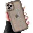 thumbnail image 3 of for iPhone 14 Pro Case 6.1" Curly Wave Edge Design Transparent Bling Glitter Star Shiny Case Cute Clear Transparent Full Protection Soft TPU Shockproof Phone Cover for Women Girls, Black, 3 of 16