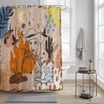 thumbnail image 3 of Shower Curtain for Bathroom Boho Retro Sketch Western Cowboy Waterproof Bath Curtains Shower Curtains with Hooks,Abstract Style Desert Cactus Bathroom Curtain Privacy Drapes for Bathtubs 72x72in, 3 of 9