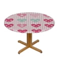 thumbnail image 3 of HAOXIT  Pink Checked Love Heart Table Cloth Washable Table Cover Dust-Proof Wrinkle Resistant Round Tablecloth for Restaurant,Picnic 31-35, 3 of 8