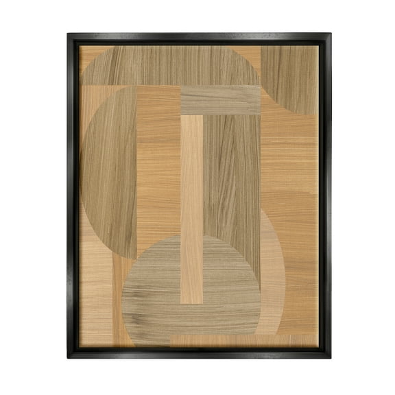 Stupell Industries Grain Patterned Linear Shapes Abstract Painting Black Floater Framed Canvas Art Print Wall Art, 17 x 21