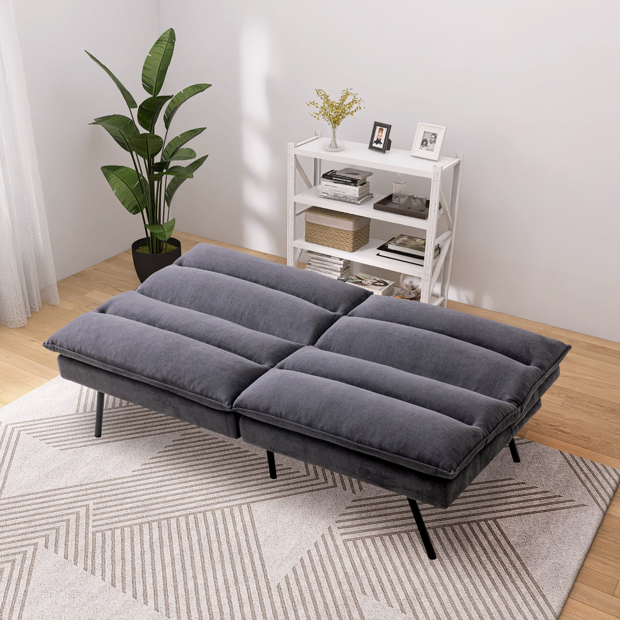  Hcore Convertible Futon Sofa Bed,Grey Fabric Memory Foam  Loveseat Futons Sofa Couch,Small Euro Lounger Sofa for Compact Living  Spaces,Apartment,Dorm,Studio,Guest Room, Home Office : Home & Kitchen