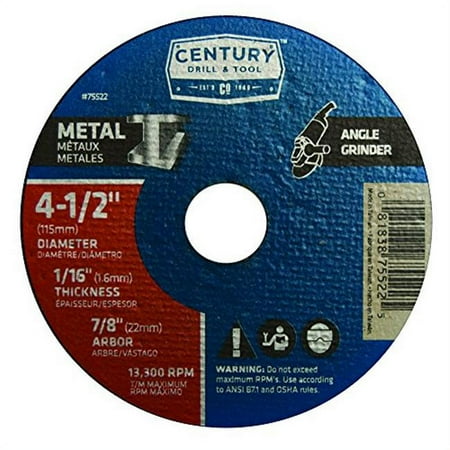 UPC: 0081838755225 | Century Drill & Tool 75522 Thin Masonry Cutting Wheel Typ1 – 4.5 x 0.062 in.