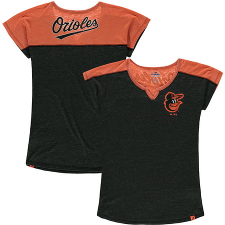Baltimore Orioles Majestic Girls Youth Ballpark Best Color Block Dolman Sleeve T-Shirt -