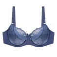 thumbnail image 3 of Woman New Lace Perspective Bra Women Lingerie Underwire Embroidery Floral Bralette Plus Size Non Padded Bra, 3 of 7