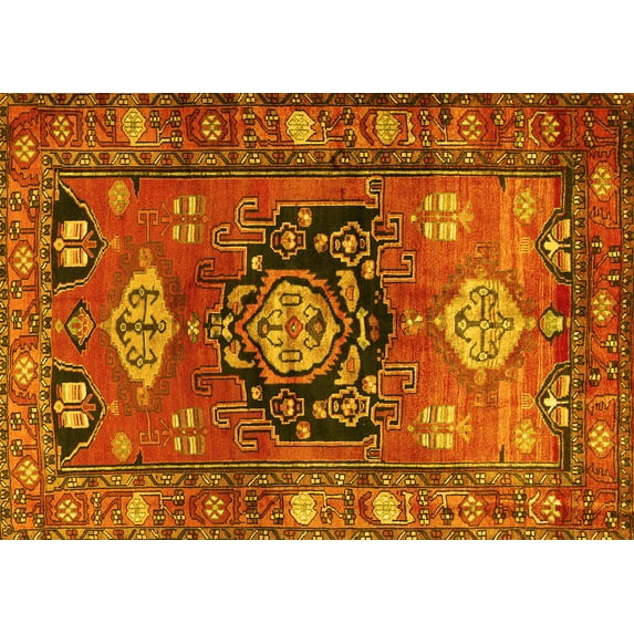 Ahgly Company Indoor Rectangle Persian Yellow Traditional Area Rugs, 8' x 12'