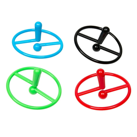 Fun Express 1 1/2" Bulk 48 Pieces Black, Blue, Red & Green Circle Plastic Spin Top Toys