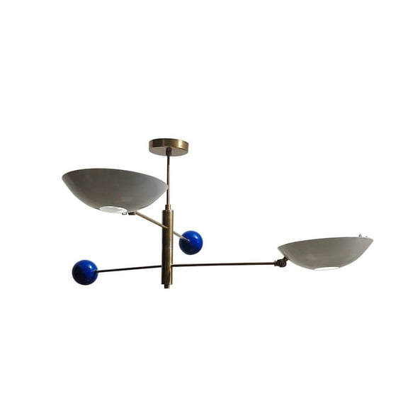 2 Light Pendant Mid Century Modern Raw Brass Sputnik chandelier light Fixture