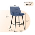 thumbnail image 4 of Hassch Swivel Barstools Set of 2, Upholstered Counter Height Armless Chairs with Curved Backrest and Sturdy Metal Legs for Kitchen Island, Home Bar, or Dining Room (Blue), 4 of 8