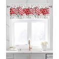 thumbnail image 2 of Valentine's Day Linen Curtain Valance for Bedroom/Bathroom/Kitchen/Office/Living/Dining Room Windows, Valentines Love Leaves Buffalo Plaid Rod Pocket Topper Decorative Cafe Drapes Panel 60"x18", 2 of 6