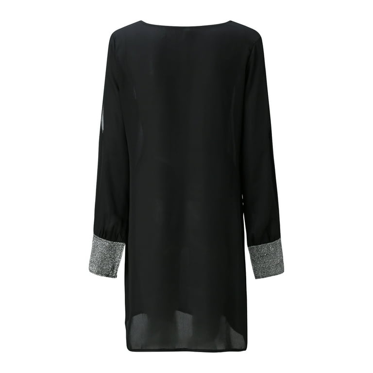 chinese dress ladies Elegant Sleeves Women's Black Dress / Aesthetic Female Long Dress with Deep Neck main image 0