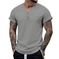 thumbnail image 2 of Mens T-shirts Short Sleeve Summer Solid Color Tee Everyday Wear Crewneck Casual Top T Shirt for Men Grey M, 2 of 5