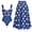 Blue Set, variant on Women's Swimsuit Set: Black and White Padded Swimsuit with Bow and Cutout Details and Skirt