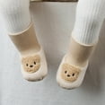 thumbnail image 4 of GPOECD Baby Sneakers Soft Sole Warm Lined First Shoes Cute Bear Rabbit Design Toddler Shoes Beige,13, 4 of 6