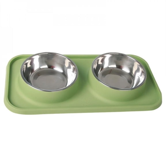 Wisremt Dog Bowls Stainless Steel Dog Bowl With No Spill Dog Food Bowl Non-Slip Mat Feeder Bowls Pet Bowl For Small Medium Dogs Cats Green