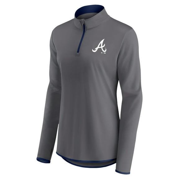 Women's Profile Charcoal Atlanta Braves Plus Size Quarter-Zip Jacket