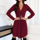 thumbnail image 4 of Mujer Sexy cuello en V manga larga Color sólido suéter otoño rodilla-longitud vestido con cinturón Fridja nalpqowj5292, 4 of 9