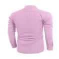 thumbnail image 4 of Men‘s Linen Shirts Solid Color Long Sleeve Stand Collar Button Tops, 4 of 5