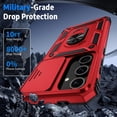 thumbnail image 4 of for Samsung Galaxy S24 FE Case with Camera Lens Cover,10 FT Military Grade Drop Protection, Magnetic Ring Holder Kickstand Protective Phone Case for Galaxy S24 FE Case, Red, 4 of 12