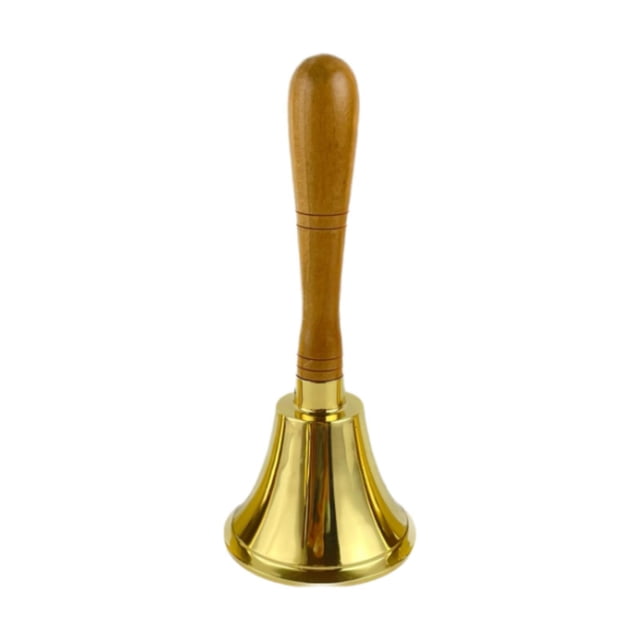 Campana de mano de latón, campana decorativa, mango de madera, campana para cena, campana para almuerzo, decoración 9 cm x 211 cm