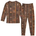 thumbnail image 2 of FORMRS Long Sleeve Top and Pants Pajama Set for Niños 2-Piece Sleepwear, Sizes 18M-8Y, Brown Tribal Pattern, 2 of 6