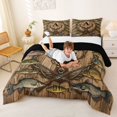 thumbnail image 3 of Castle Fairy Vintage Hunting Monogram A Full Size Comforter Sets 3-Piece,Mixed Game Fish Deer Wreath Bedding Comforter Set,Wood Brown,Black Reversible,1 Comforter and 2 Pillowcases, 3 of 6