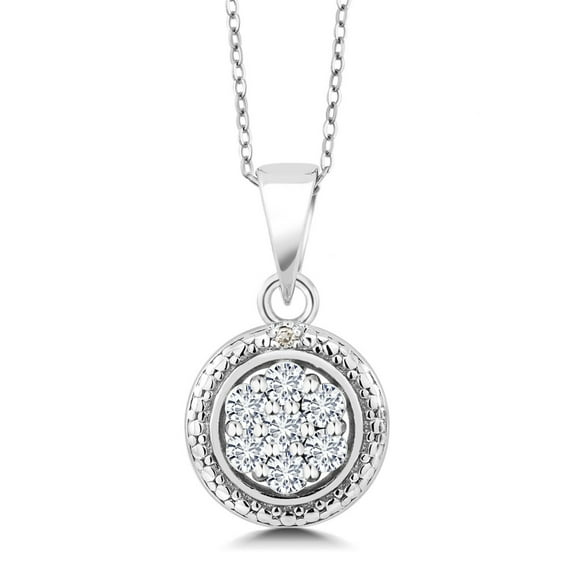 Gem Stone King 925 Sterling Silver White Lab Grown Diamond Pendant Necklace for Women (0.34 Ct, Round Cut, E-F Color, VVS-VS Clarity with 18 inch Silver Chain)