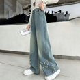 thumbnail image 6 of Ruyang Girls Ripped Straight Leg Baggy Jeans Kids Baggy Pants Denim Trousers Pants Vintage Plain Jean Casual Joggers Streetwear, 6 of 8