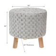 thumbnail image 3 of Flat Handwoven Pouf Wooden Stand Cream & Grey, 3 of 4