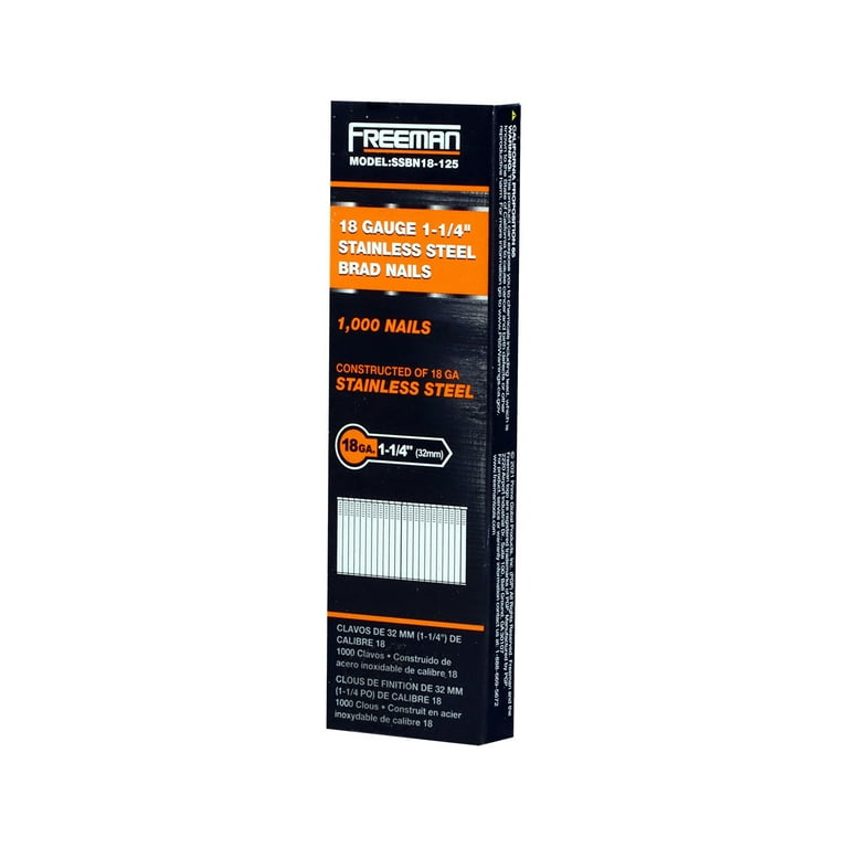 Freeman BN18-125 18 GA 1 1/4-Inch Glue Collated Brad Nails, 1000 Count Freeman BN18-125 18 GA 1 1/4-Inch Glue Collated Brad Nails, 1000 Count