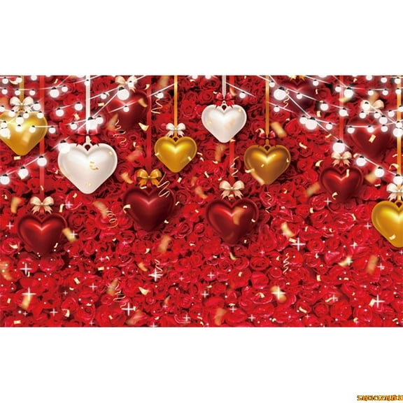 Valtine's Day Photography Backdrop Red Rose Love Heart Background Floral Wedding Bridal Shower Party r Photo Banner Props