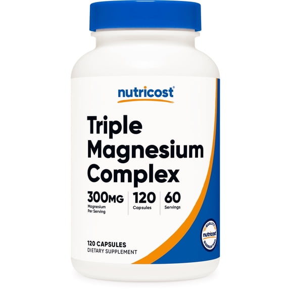 Nutricost Triple Magnesium Complex (300mg Magnesium, 120 Capsules) - Magnesium From Di-Magnesium Malate, Magnesium Bisglycinate, and Magnesium Citrate