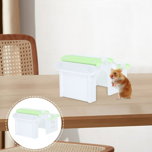 UNOMOR 1 Set of Small Animal Habitat Hut Hamster Wooden House in Assorted Color for Indoor Use