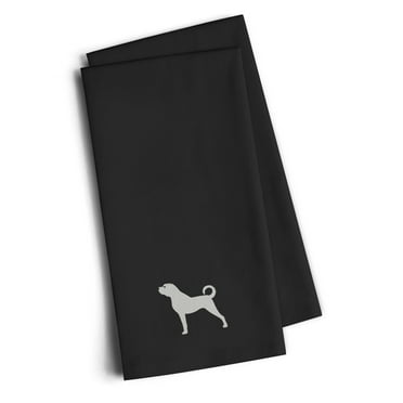 Anatolian Shepherd Black Embroidered Towel Set of 2