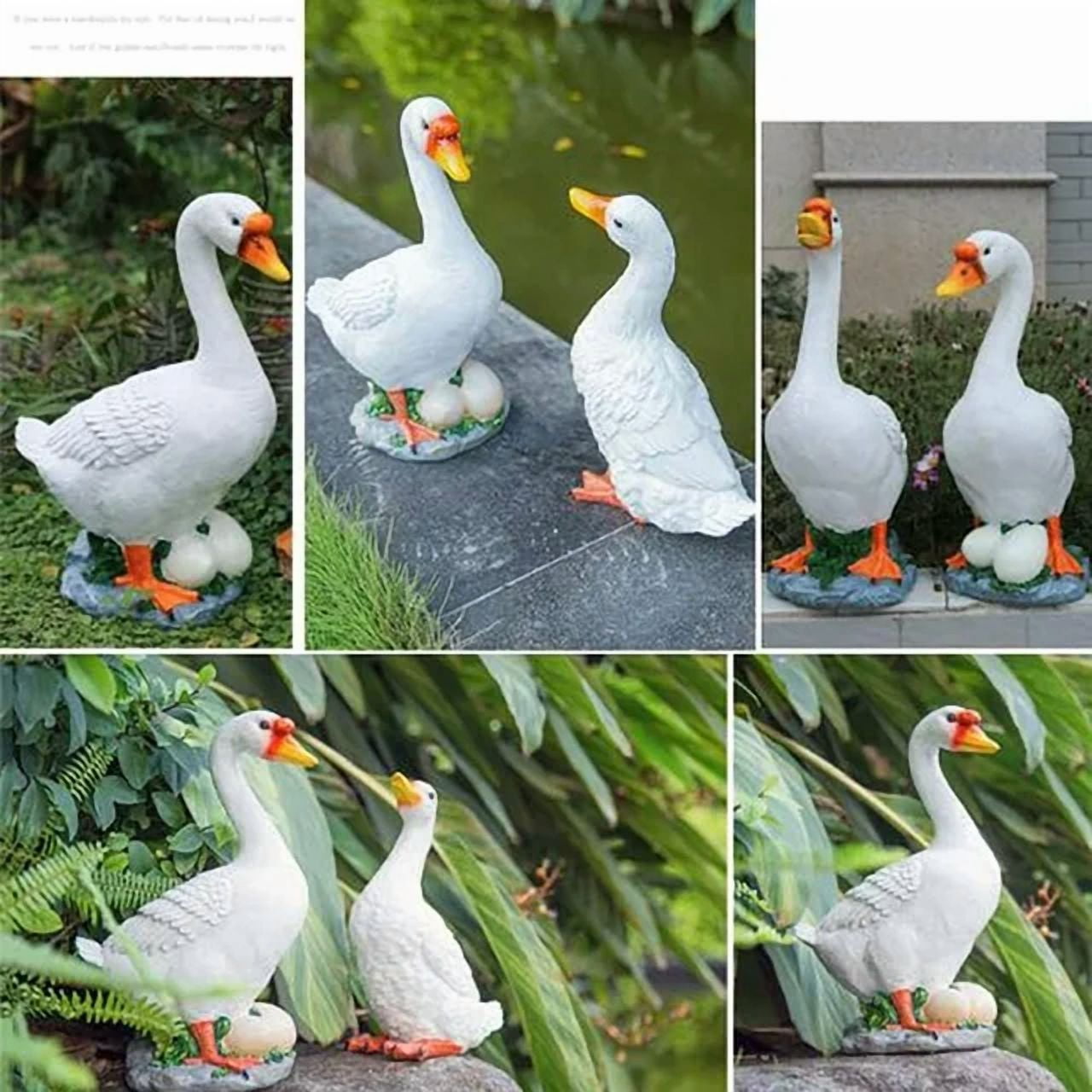 Resin Garden Patio Goose Statues Decor Outdoor Realistically Animal Sculptures Lawn Backyard Home Decor Ornaments Yard Art Figurines B 23x14x36cm(9x6x14inch)