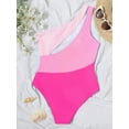 thumbnail image 4 of Hotian Women's One Piece Swimsuit Color Block One Shoulder Cut Out Bathing Suit Sexy Beach Swimwear Beachwear Hot Pink M, 4 of 7