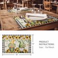thumbnail image 3 of Placemats 1 Pack, Sunflower Gnomes Woven Placemat, Linen Place Mats for Kitchen/Dining Tables, Spring Farmhouse Vintage Daisy Floral Leaf Washable Table Mats for Party, 3 of 8