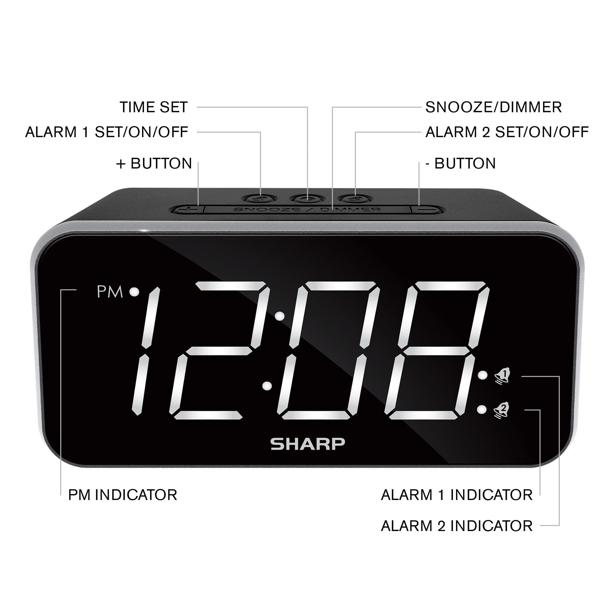 1 LCD with Top Control Clock Black - Sharp