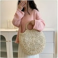 thumbnail image 6 of Kukuzhu Round Straw Bag for Women Large Summer Beach Tote Handbag Handwoven Straw Crossbody Bag Woven Handle Shoulder Bag, 6 of 7