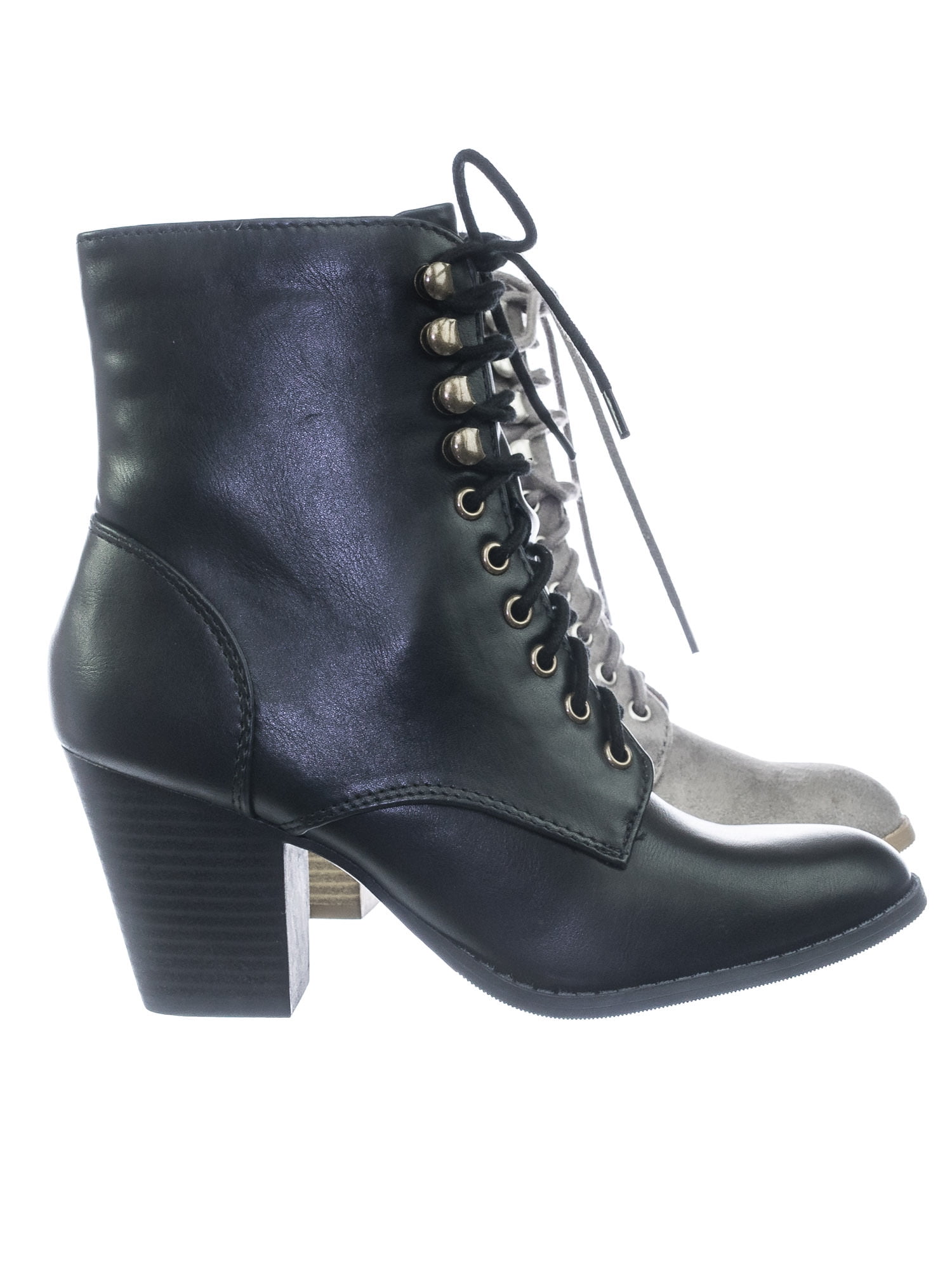 women's lace up black ankle boots