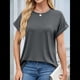 thumbnail image 4 of Camisetas Casuales Holgadas para Mujer, Camisetas de Verano de Corta con Cuello Redondo y Modernas Gris Oscuro M, 4 of 10