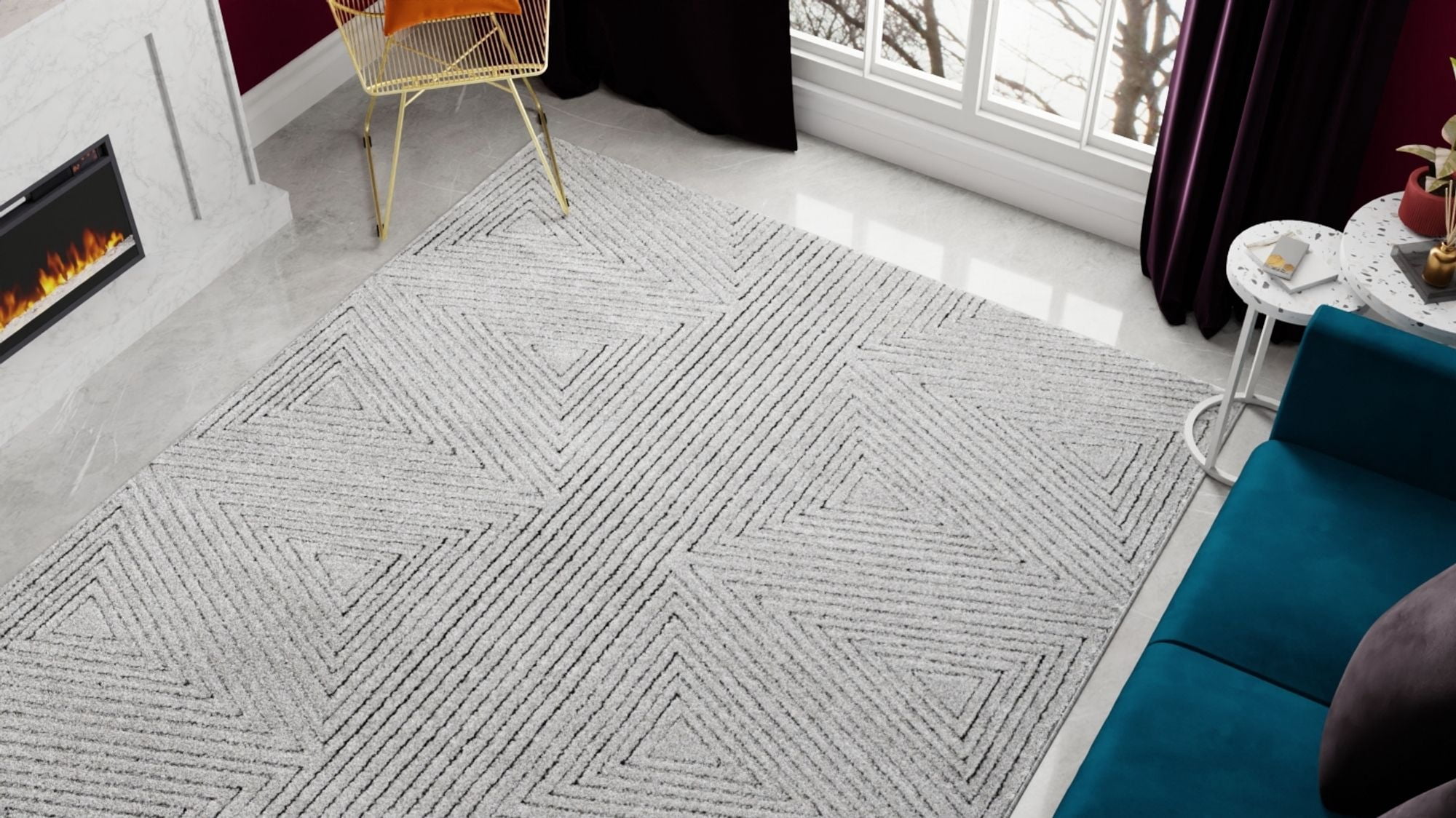 Rugs America Chanai CN60B Contemporary Geometric 4'0" x 6'0" Area Rug